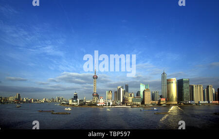 Die schöne Landschaft des Flusses Huangpu in Shanghai. Stockfoto