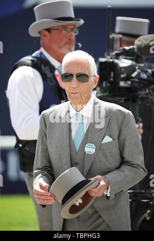 Lester Piggott, ehemaliger Meister Jockey, an der Investec Epsom Derby Pferderennen, Epsom, Surrey, UK am 1. Juni 2019. Stockfoto