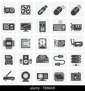 Computer hardware Symbole auf dem Hintergrund für Grafik- und Webdesign. Einfache Abbildung. Internet Konzept Symbol für Website Taste oder mobile App. Stock Vektor
