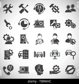 Service ähnliche Symbole auf dem Hintergrund für Grafik- und Webdesign. Einfache Abbildung. Internet Konzept Symbol für Website Taste oder mobile App. Stock Vektor