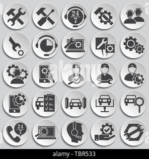 Service ähnliche Symbole auf dem Hintergrund für Grafik- und Webdesign. Einfache Abbildung. Internet Konzept Symbol für Website Taste oder mobile App. Stock Vektor