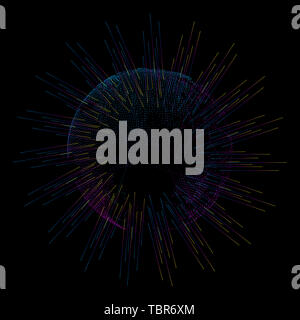 Strahlung, Point Line kombinierten Zusammensetzung der Weltkarte, Welt Netzwerk Wissenschaft und Technologie große Daten, Globalisierung, Internationalisierung, Wissenschaft und Technologie, Konzept Stockfoto