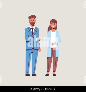 Geschäftsleute Mann Frau handshaking Geschäftspartner paar Hand schütteln während der Sitzung Vereinbarung Konzept der Partnerschaft Flachbild in voller Länge Stock Vektor