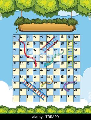 Eine schlange Ladder Spiel Vorlage Abbildung Stock Vektor