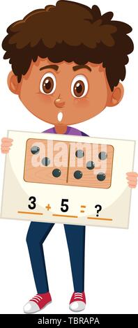 Junge mit mathematische Frage Abbildung Stock Vektor