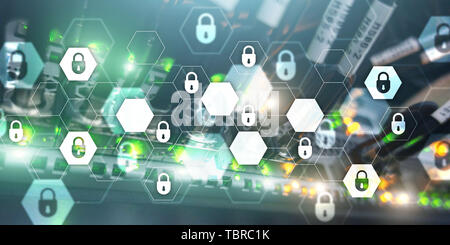 Cyber Security abstract Technik banner Hintergrund. Datenschutz, Privatsphäre
