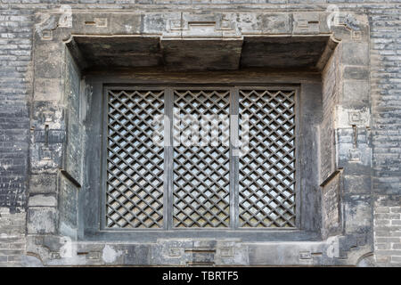 Chinesische Fenster des alten Gebäudes, an grenzenlose Tempel in Taigu, Provinz Shanxi fotografiert. Stockfoto