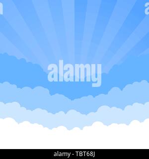Wolken Himmel mit retro style Sunrise. Skyline Textur. Himmel Hintergrund. Papier wolken Schichten. Vector Illustration Stock Vektor