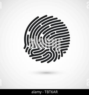 Kreis Tinte Fingerabdruck Icon Design für Anwendung. Finger Print flache scannen. Vector Illustration auf weißem Hintergrund Stock Vektor