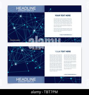 Wissenschaftliche Vorlagen square Broschüre, Zeitschrift, Broschüre, Flyer, Cover, Booklet, Jahresbericht. Wissenschaftliches Konzept für medizinische, Technologie, Chemie Stock Vektor