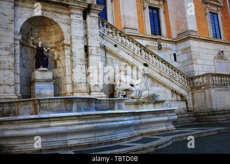 Das antike römische Statue der alte und weise Fluss Gott, der den Nil auf dem Kapitol (Campidoglio) in Rom. Stockfoto