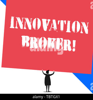Konzeptionelle Handschrift zeigt Innovation Broker. Begriff Sinne helfen, Innovationen zu mobilisieren, und die Chancen stehen kurz Haar Frau d Stockfoto