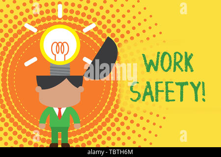 Schreiben Hinweis Übersicht Arbeitssicherheit. Business Konzept für Politiken und Verfahren für die Gesundheit der Mitarbeiter ständigen erfolgreicher Mann Anzug nec zu gewährleisten Stockfoto