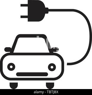 Elektroauto Symbol Umrisse isoliert auf weißem Stock Vektor