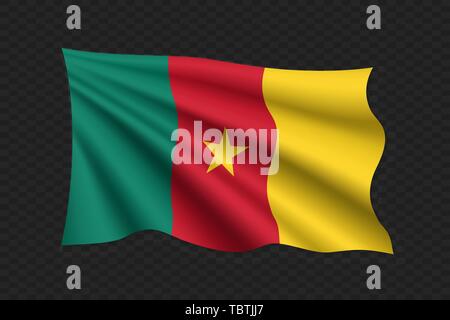 3D-Wehende Flagge von Kamerun. Vector Illustration Stock Vektor