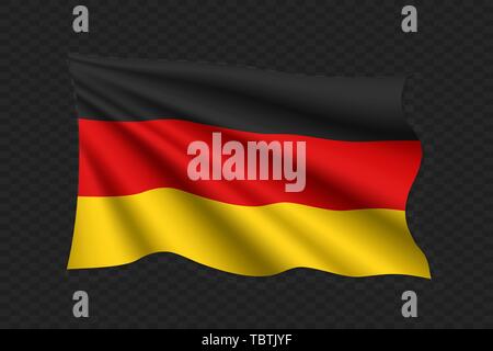 3D-Wehende Flagge von Deutschland. Vector Illustration Stock Vektor