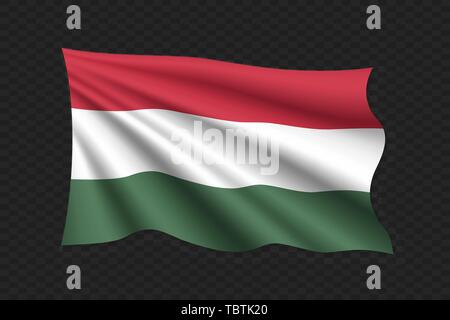 3D-Wehende Flagge Ungarns. Vector Illustration Stock Vektor