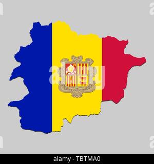 Karte von Andorra mit National Flagge. Vector Illustration. Stock Vektor