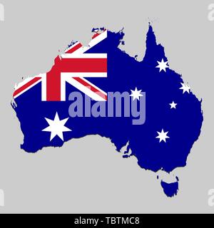 Karte von Australien mit National Flagge. Vector Illustration Stock Vektor