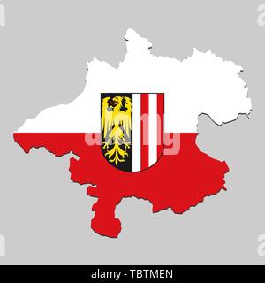Karte von Oberösterreich ist ein Staat Österreich mit Flagge. Vector Illustration Stock Vektor