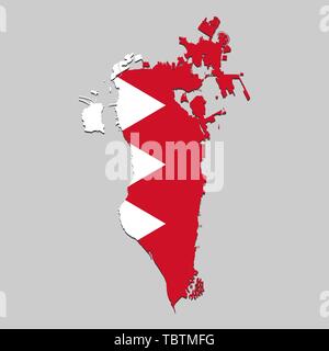 Karte von Bahrain mit National Flagge. Vector Illustration Stock Vektor