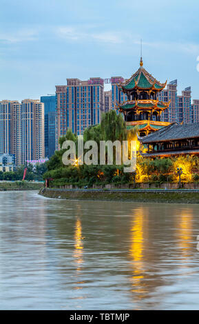 Panoramablick auf wangjiang Turm in Chengdu Stockfoto