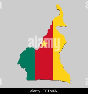 Karte von Kamerun mit National Flagge. Vector Illustration Stock Vektor