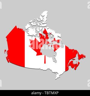 Karte von Kanada mit National Flagge. Vector Illustration Stock Vektor