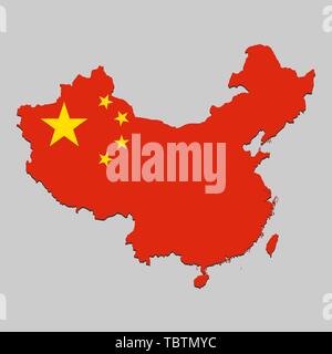 Karte von China mit National Flagge. Vector Illustration Stock Vektor