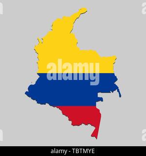 Karte von Kolumbien mit National Flagge. Vector Illustration Stock Vektor