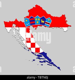 Karte von Kroatien mit National Flagge. Vector Illustration. Stock Vektor