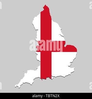 Karte von England mit National Flagge. Vector Illustration. Stock Vektor