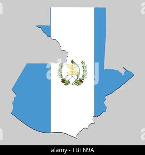 Karte von Guatemala mit National Flagge. Vector Illustration Stock Vektor