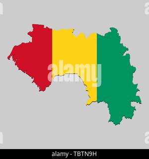 Karte von Guinea mit National Flagge. Vector Illustration Stock Vektor
