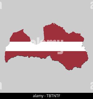 Karte von Lettland mit National Flagge. Vector Illustration. Stock Vektor