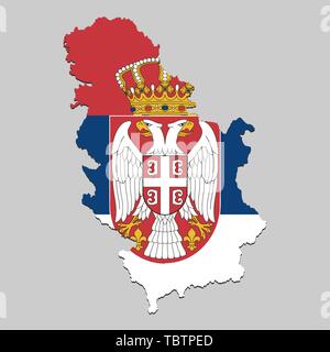 Karte von Serbien mit National Flagge. Vector Illustration. Stock Vektor