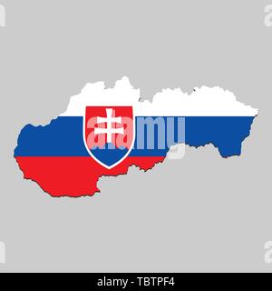 Karte der Slowakei mit National Flagge. Vector Illustration. Stock Vektor