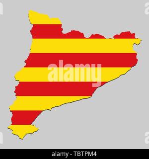 Karte von Katalonien Spanien ist ein Staat mit Fahne. Vector Illustration Stock Vektor