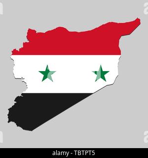 Karte von Syrien mit National Flagge. Vector Illustration Stock Vektor