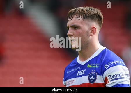 St. Helens, Großbritannien, 1. 6. 2019. 01. Juni 2019. Völlig Gottlosen Stadion, St. Helens, England; Rugby League Coral Challenge Cup, St. Helens vs Wakefield Trinity; Jack Croft von Wakefield Trinity. Dean Williams/RugbyPixUK Stockfoto