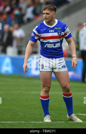 St. Helens, Großbritannien, 1. 6. 2019. 01. Juni 2019. Völlig Gottlosen Stadion, St. Helens, England; Rugby League Coral Challenge Cup, St. Helens vs Wakefield Trinity; Jack Croft von Wakefield Trinity. Dean Williams/RugbyPixUK Stockfoto