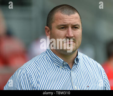 St. Helens, Großbritannien, 1. 6. 2019. 01. Juni 2019. Völlig Gottlosen Stadion, St. Helens, England; Rugby League Coral Challenge Cup, St. Helens vs Wakefield Trinity; Chris Chester Haupttrainer von Wakefield Trinity Dean Williams/RugbyPixUK Stockfoto