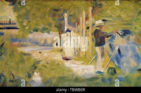 Georges Seurat - Mann Malerei sein Boot 1883 Stockfoto