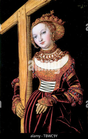 Lucas Cranach der Ältere, Saint Helena mit dem Kreuz, Portrait Malerei, 1525 Stockfoto