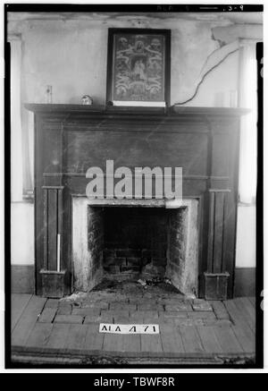 Historischer amerikanischer Gebäude Umfrage W. N. Manning, Fotograf, 26. Januar 1935 MANTEL IN OST Schlafzimmer im Obergeschoss, DeArmanvilleChoccolocco BordersBlackman House Road, Oxford, Calhoun County, AL Stockfoto