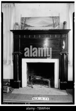Historischer amerikanischer Gebäude Umfrage W. N. Manning, Fotograf, Januar 26, 1935, Mantel, IM WOHNZIMMER (W. Zimmer) BordersBlackman Haus, DeArmanvilleChoccolocco Road, Oxford, Calhoun County, AL Stockfoto