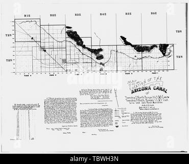 Karte DER LAGE DES ARIZONA CANAL, 1894 von C. Snellback, 1971 Arizona-Kanals, nördlich der Salt River, Phoenix, Maricopa County, AZ wiederhergestellt Stockfoto
