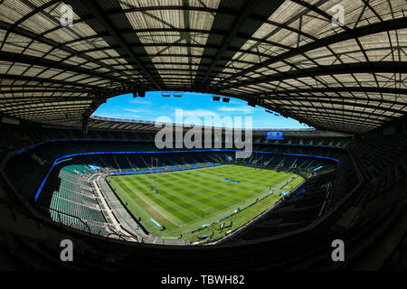 1. Juni 2019, Twickenham, Twickenham Stadium, England; Gallagher English Premiership Play-Off Finale 2019, Exeter Chiefs vs Sarazenen; eine allgemeine Ansicht des Stadions vor der Endrunde. Credit: Georgie Kerr/News Bilder Stockfoto