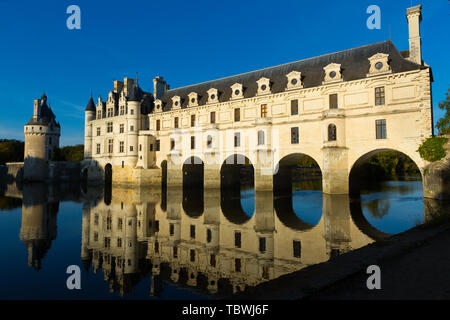 Luftaufnahme von Chateau de Chenonceau im Loiretal, Frankreich Stockfoto