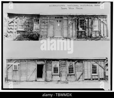 MORRISTOWN NATIONAL HISTORICAL PARK, TEMPE WICK HAUS Tempe Wick Haus, Mendham Straße, Jockey, Hohl, Morristown, Morris County, New Jersey Stockfoto